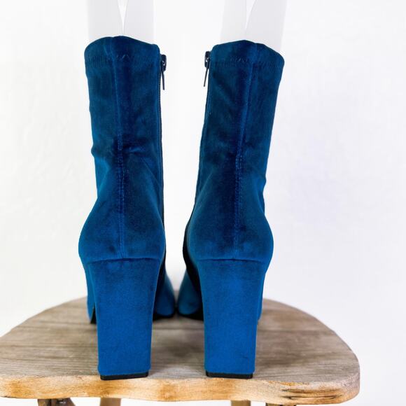 Steve Madden Whimsigoth Goth Velvet Vinka Square Toe Ankle Boots Blue sz 6.5 NEW - Picture 7 of 10